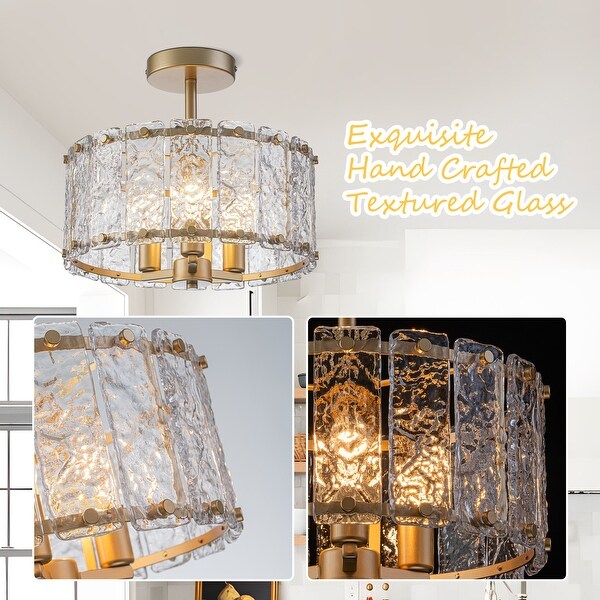 Starsky Modern 3/4-Light Textured Glass Semi Flush Mount Ceiling
