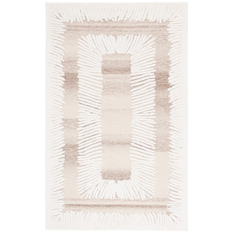 SAFAVIEH Handmade Ebony Gloriana Modern & Contemporary Wool Rug - 5' x 8' - Ivory/Brown