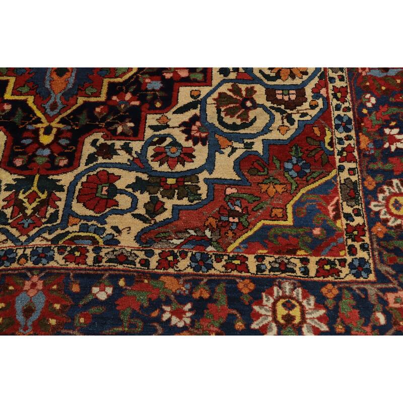 Hand Knotted Oriental 100% Wool Carpet Traditional Floral Beige & Ivories Bakhtiari Area Rug - 9' 8'' X 7' 1''