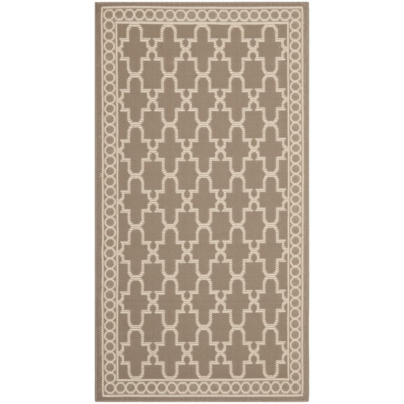 SAFAVIEH Courtyard Denis Trellis Indoor/ Outdoor Waterproof Patio Backyard - 6'7" x 6'7" Round - Beige - Round