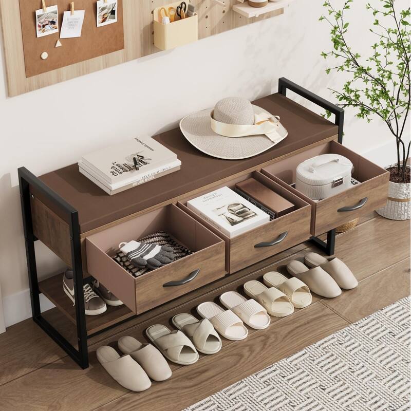 39.4" Shoe Storage Bench - 11.8"D x 39.4"W x 21.9"H