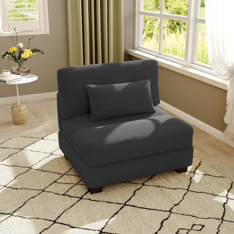 Modern Corduroy Modular Couch Sectional Sofa With Pillows