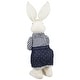 preview thumbnail 6 of 4, Standing Girl Bunny with Basket Easter Figure - 19" - Navy Blue