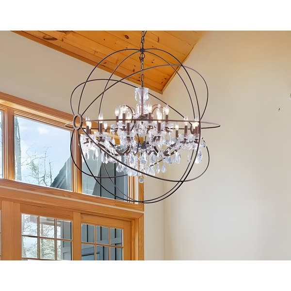 slide 2 of 17, 18-light Orb Design 43" Chandelier With Clear Crystals