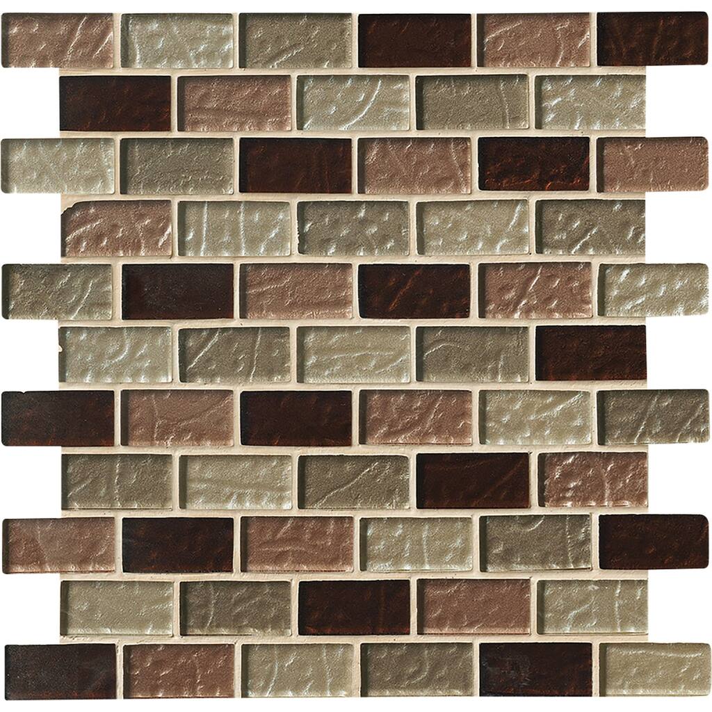 Ackland AKM-G-1X2BR-CA 12" x 12" Glass Brick Mosaic Tile - Glossy - Sienna Mirage