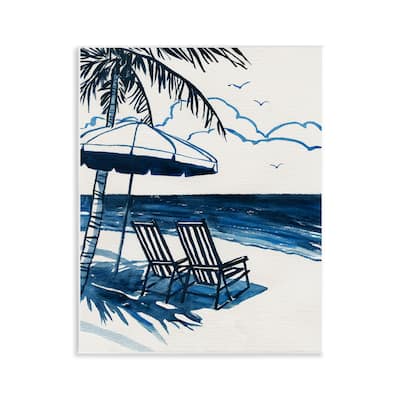 Stupell Blue Toned Tropical Beach Scene Wall Plaque Art Design By Carol Robinson