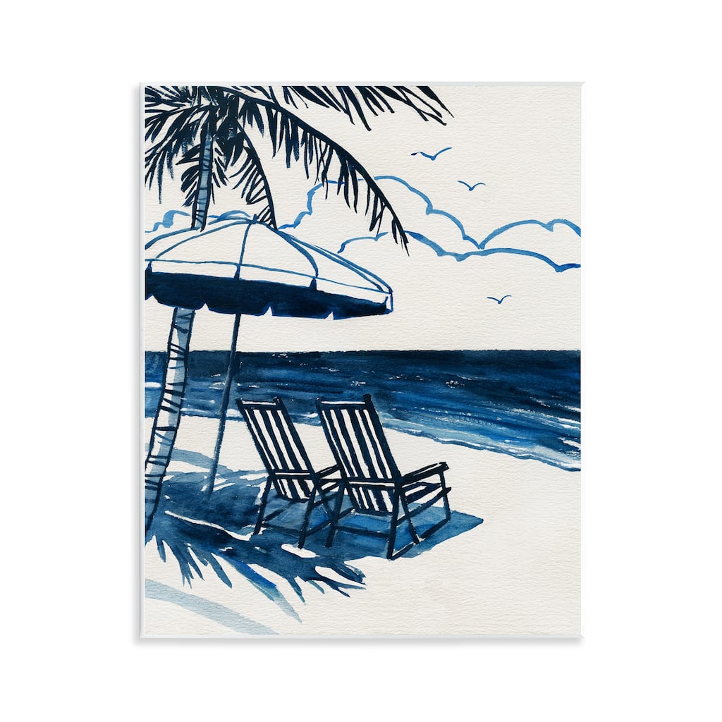 Stupell Blue Toned Tropical Beach Scene Wall Plaque Art Design By Carol Robinson