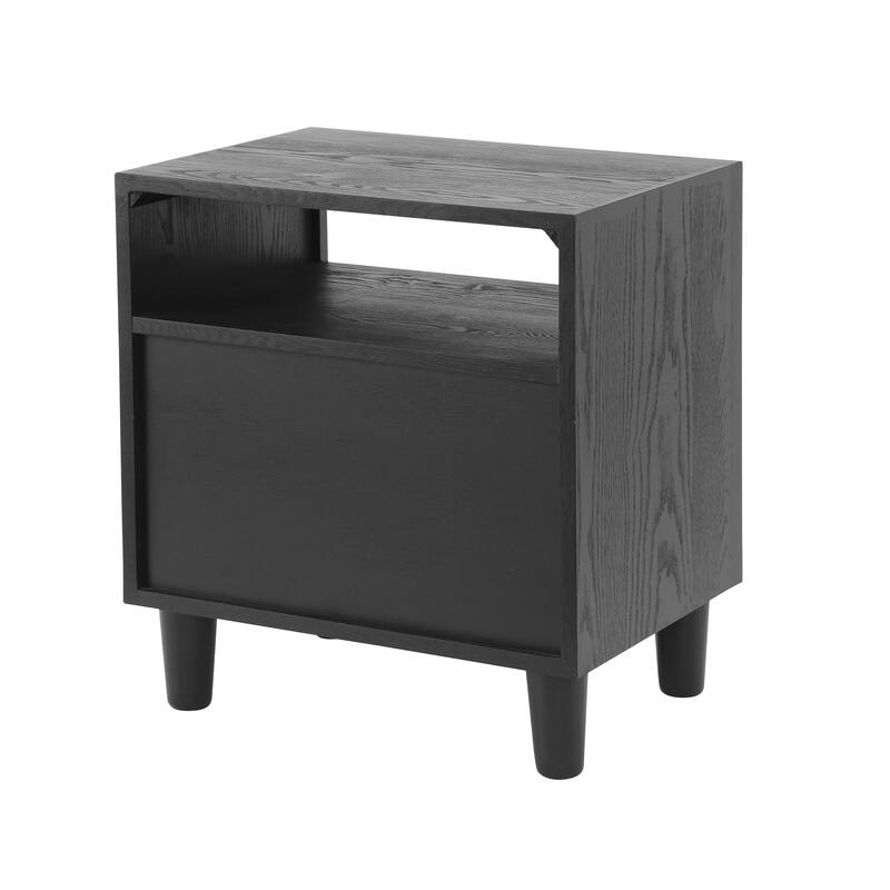 Christopher Knight Home - Modern Wood Nightstand with Open Shelf and 2 Drawers