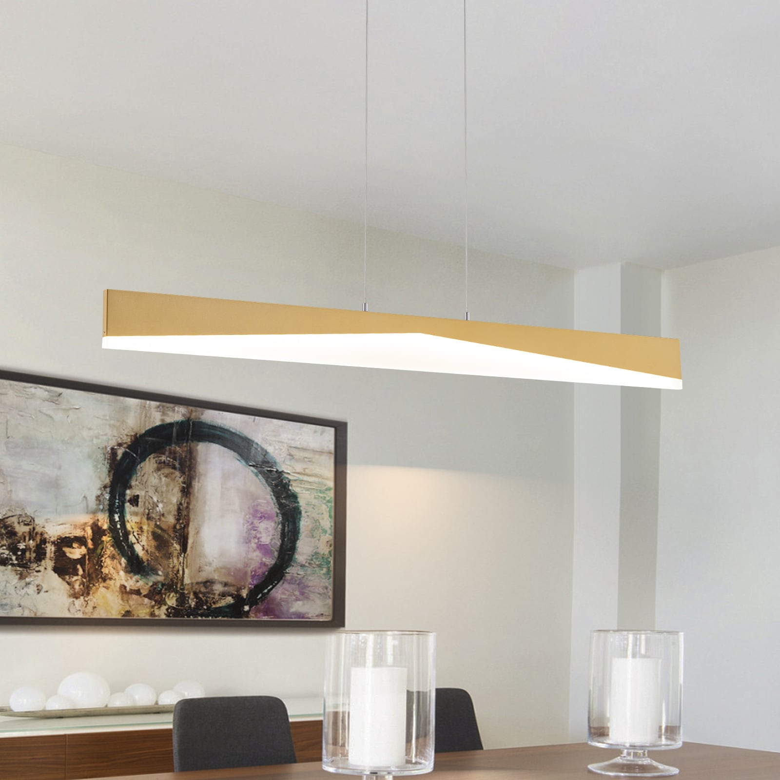 Contemporary 1-Light Integrated LED Hanging Kitchen Island Light