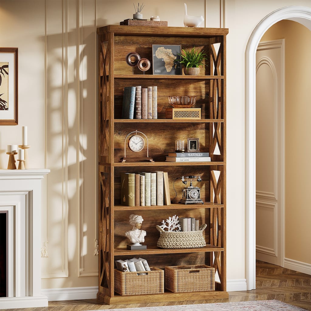 6-Tier Bookshelf, 71 Inches Tall Freestanding Bookcase