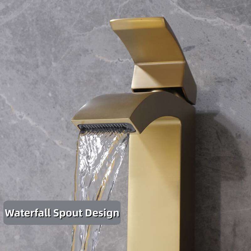 Modland Single Handle Waterfall Bathroom Sink Faucet with Deck Plate