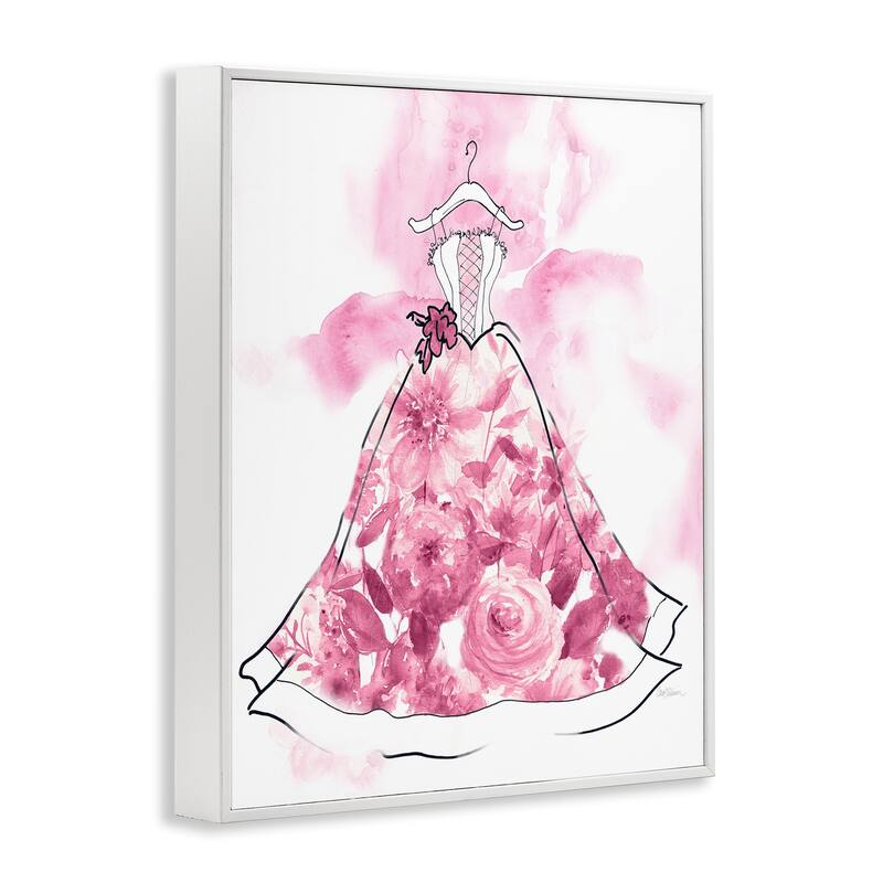 Stupell Modern Watercolor Flower Dress Framed Giclee Art Design By Carol Robinson
