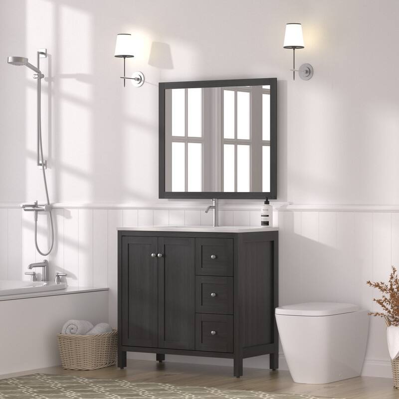 36" Bathroom Vanity Modern Bathroom Cabinet with Basin Top