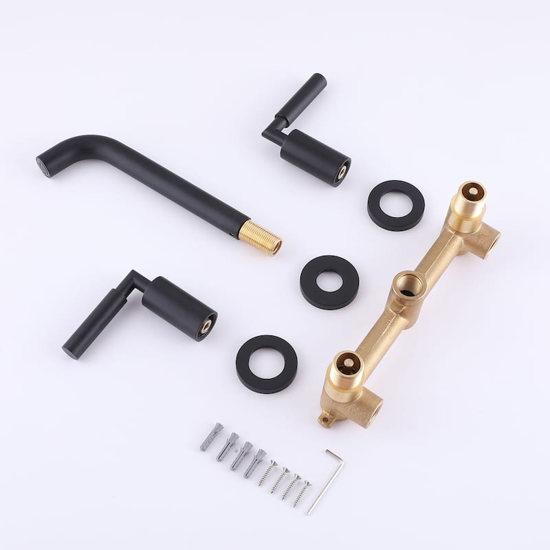 Wall Mount Bathroom Faucet 2 Handle Bathroom Sink Faucets 3 Hole Luxury Modern Mixer Taps With Valve