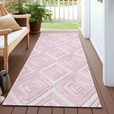 Machine Washable Indoor/ Outdoor Chantille Contemporary Diamonds Rug