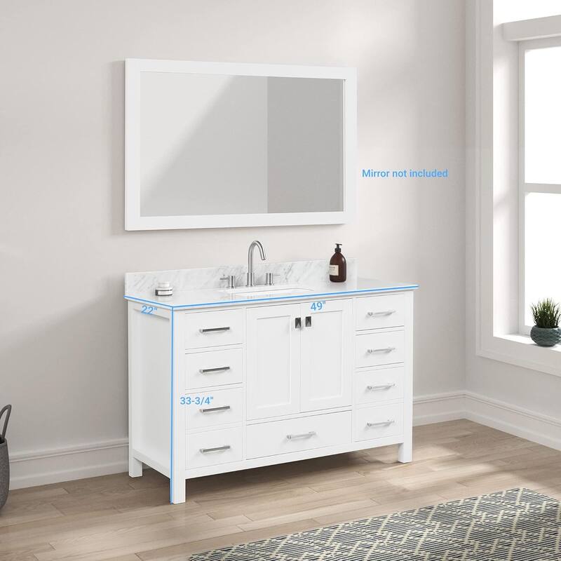 Blossom Geneva 48" Solid Wood Bathroom Vanity with Marble Top