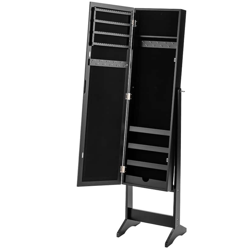 Gymax Vanity Mirror Tilting Jewelry Cabinet Organizer Storage Box - See Details