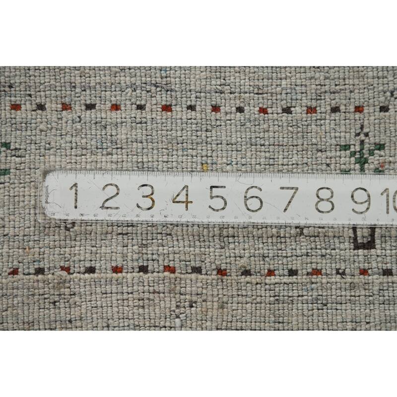 Grey Tribal Gabbeh Indian Runner Rug Hand-Knotted Wool Carpet - 2'4" x 9'8"