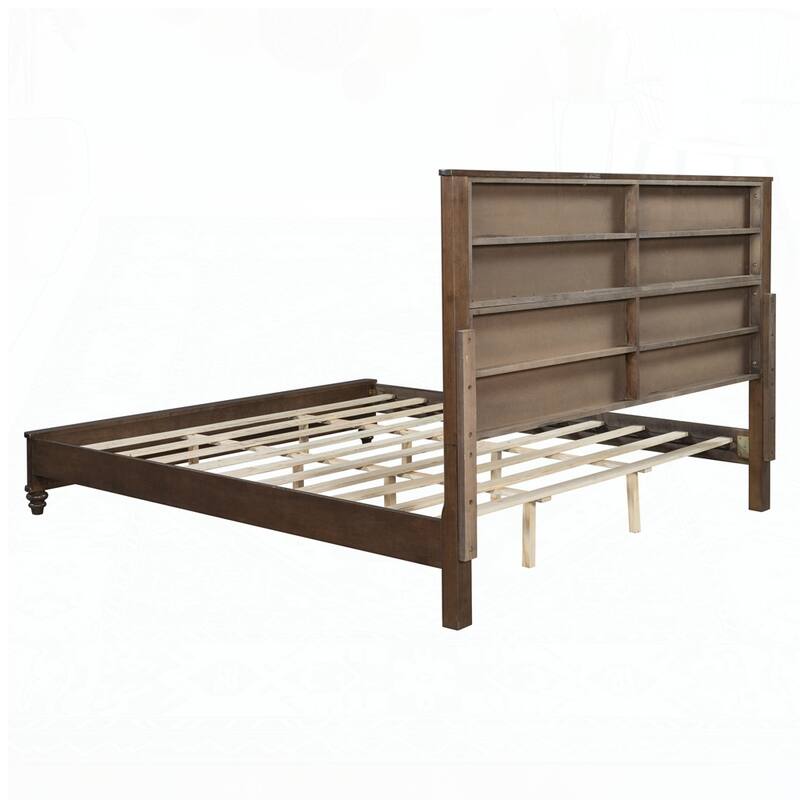 Solid Wood Bed Frame with Tall Headboard