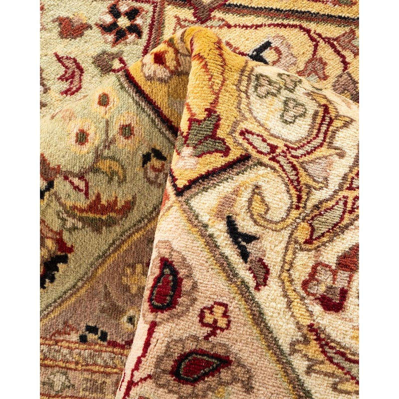 Overton Hand Knotted Wool Traditional Oriental Ivory Area Rug - 6' x 9'