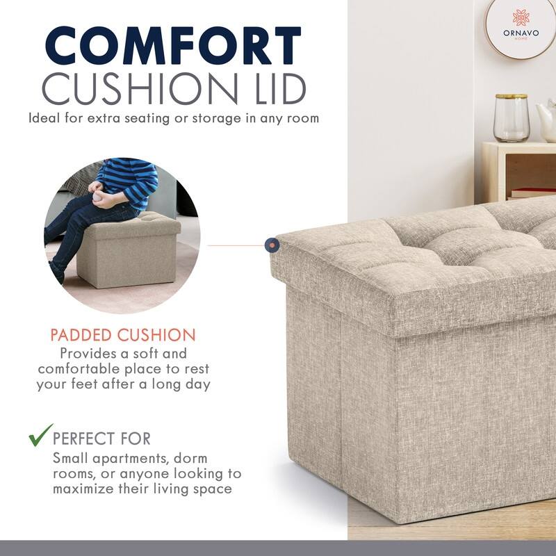 2 Pack Small Rectangle Foldable Storage Ottoman