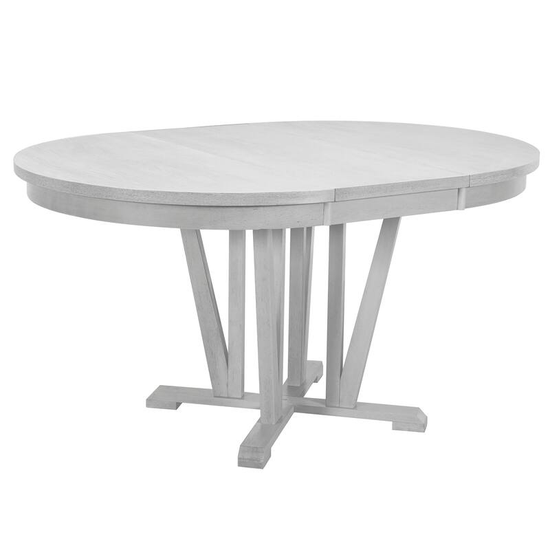 Solid Wood Extendable Round Table and X Back Chairs 5-piece Dining Set