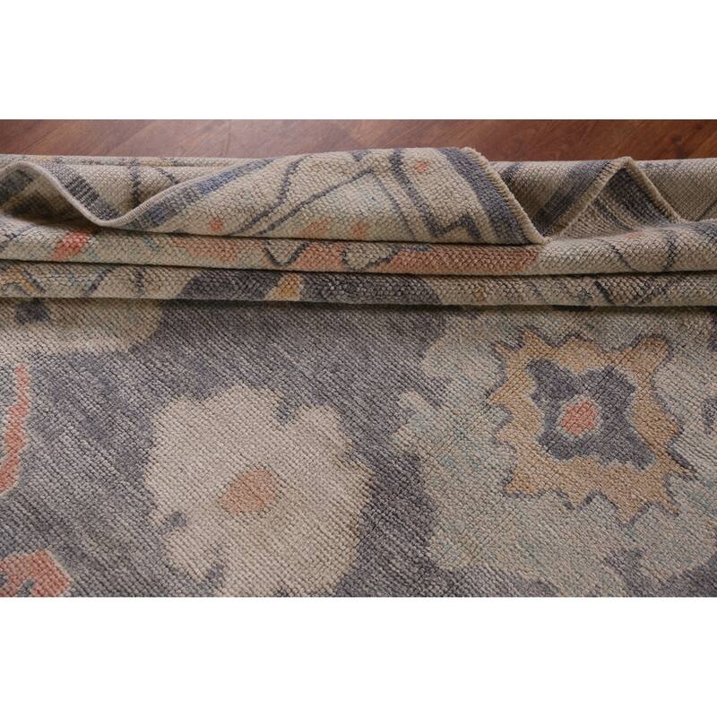 Hand Knotted Oriental 100% Wool Carpet Transitional All-Over Greys & Charcoal Oushak Area Rug - 11' 7'' X 8' 10''