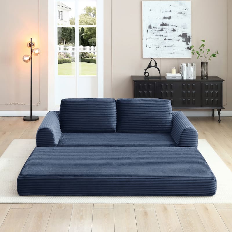 Modern Corduroy Sleeper Couch , Futon Modular Upholstered Boneless Sofa