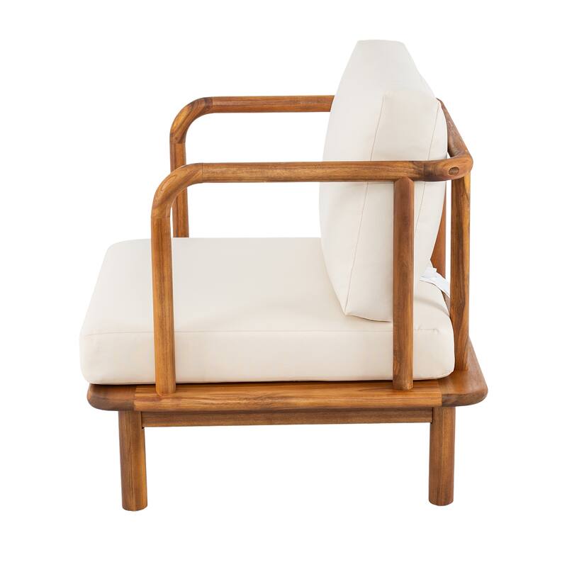 Christopher Knight Home - Canape Modern Outdoor Acacia Wood 4 Piece Conversation Set