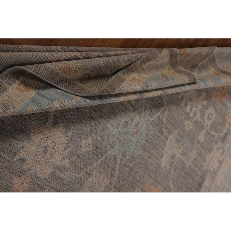 Gray Oushak Turkish Large Area Rug Hand-Knotted Wool Carpet - 10'1"x 13'8"