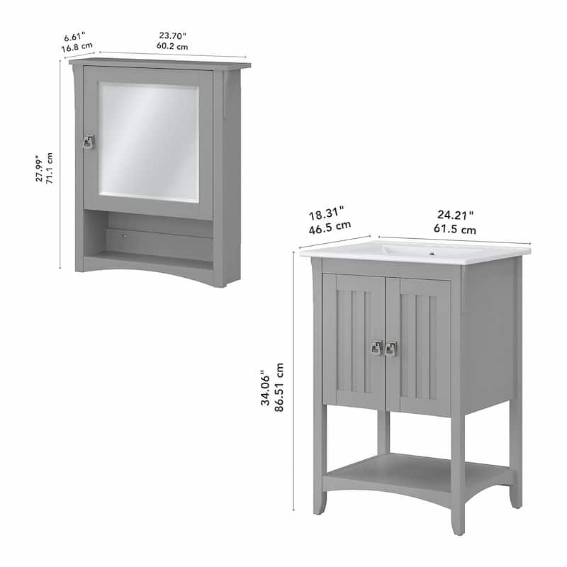 Salinas 24W Bathroom Vanity Sink & Medicine Cabinet by Bush Furniture