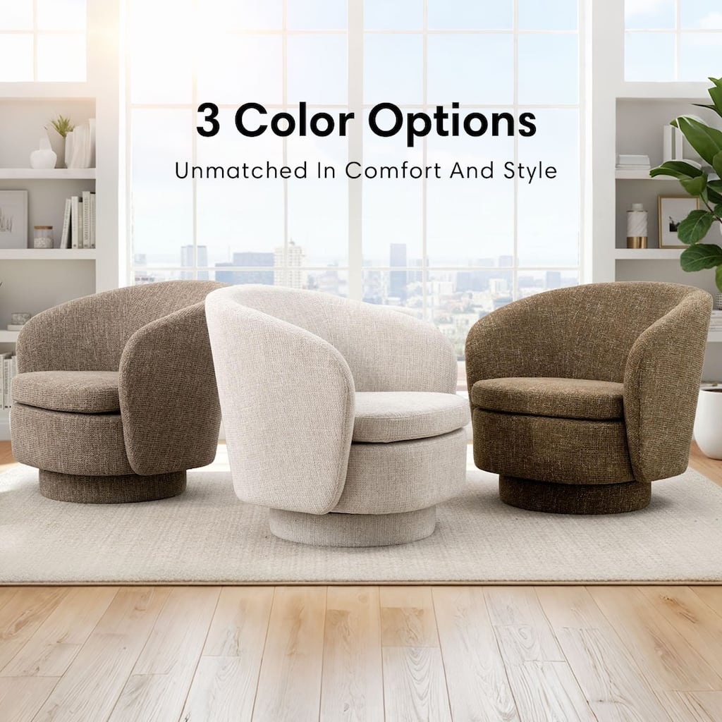 360° Tweed Swivel Barrel Accent Chair