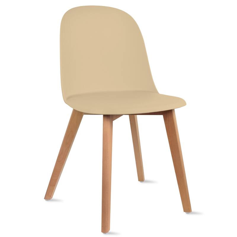 Set of 2 Plastic Dining Side Chair Wood For Event Kitchen Office Event Garden Patio Cafe