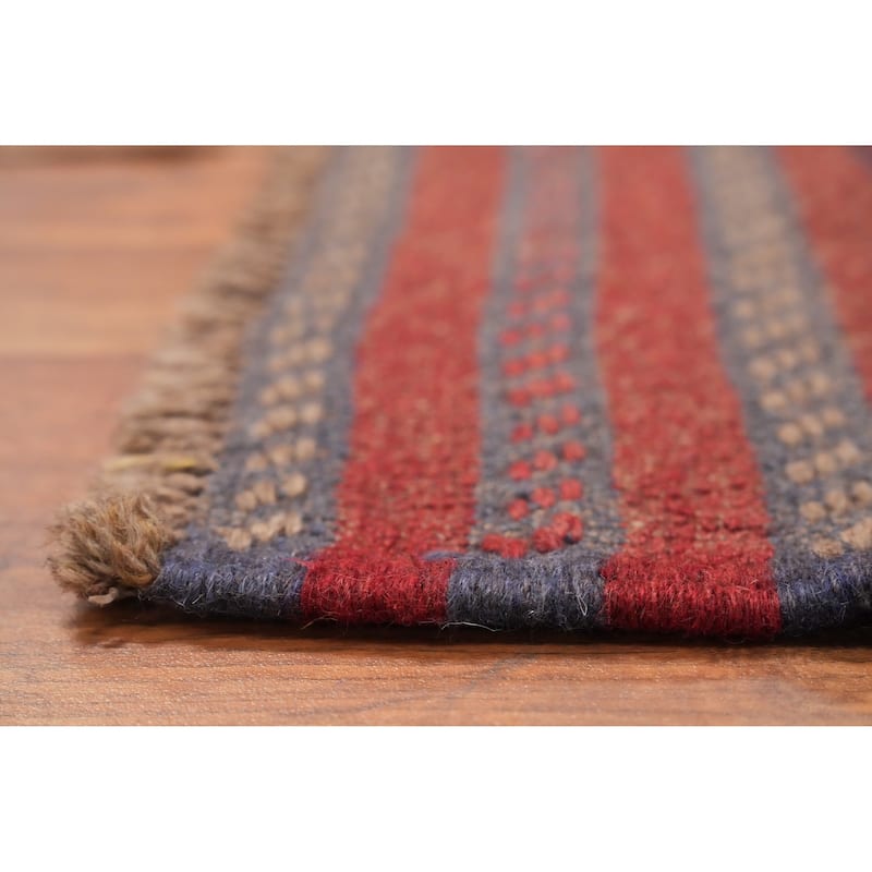 Hand Knotted Oriental 100% Wool Carpet Traditional Tribal Red Balouch Runner Rug - 7' 5'' X 1' 11''