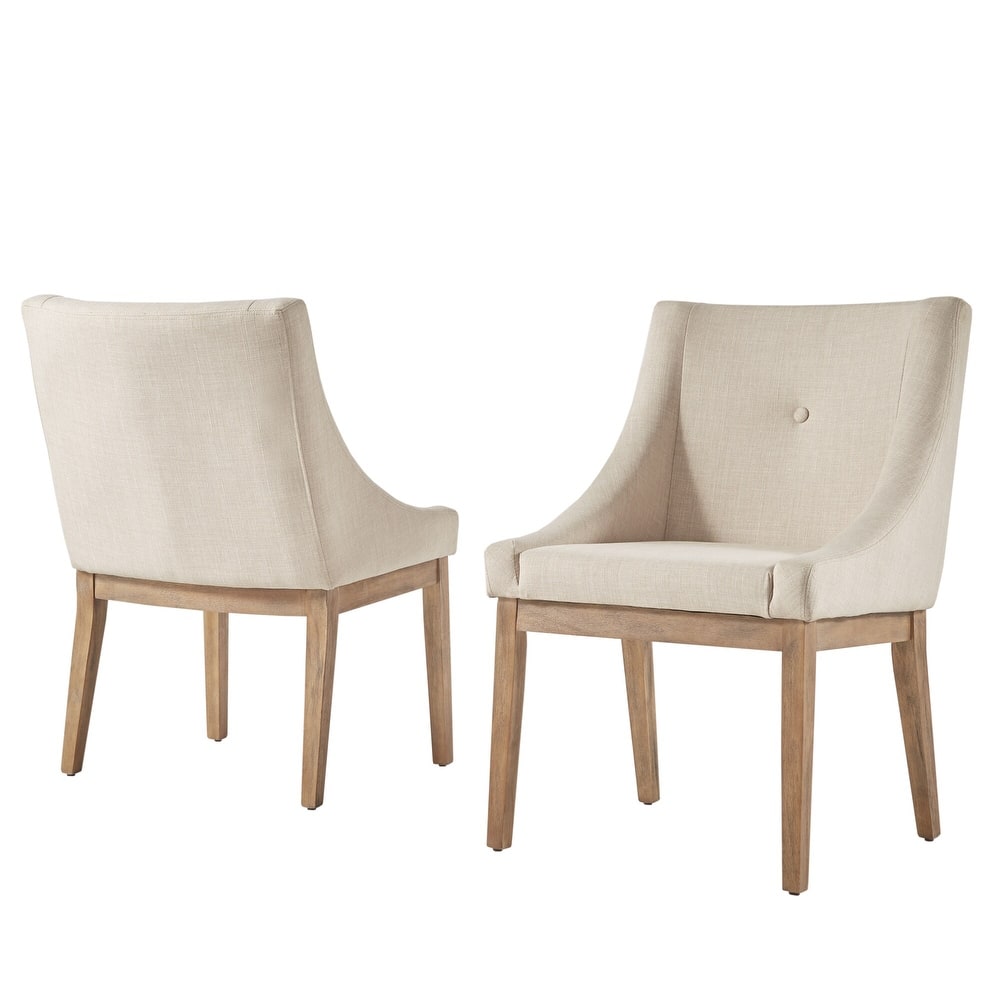 Voyager Button Tufted Slope Arm Linen Dining Chair (Set of 2) by iNSPIRE Q Artisan