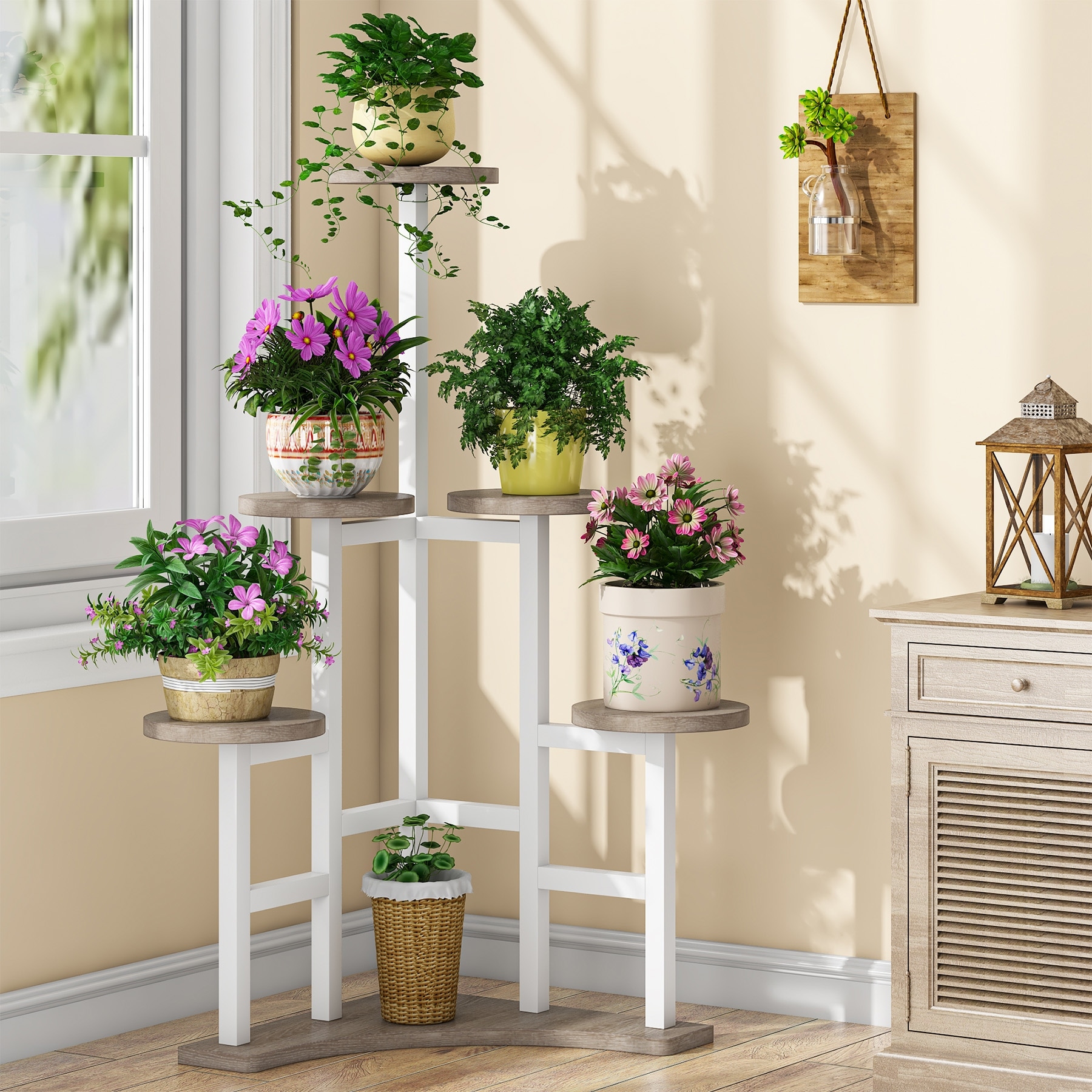 Corner Plant Stand Indoor, 6 Tiered Plant Shelf Flower Stand - Bed