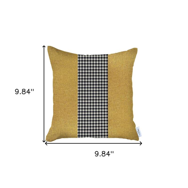 HomeRoots 18" X 18" Yellow And White Houndstooth Zippered Handmade Polyester Throw Pillow Cover