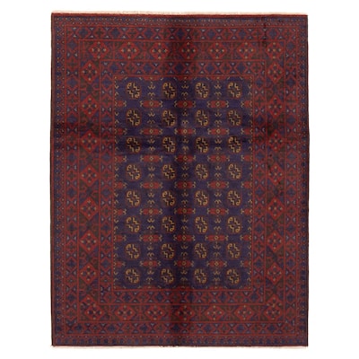 ECARPETGALLERY Hand-knotted Uzbek Kargahi Indigo Wool Rug - 5'0 x 6'5