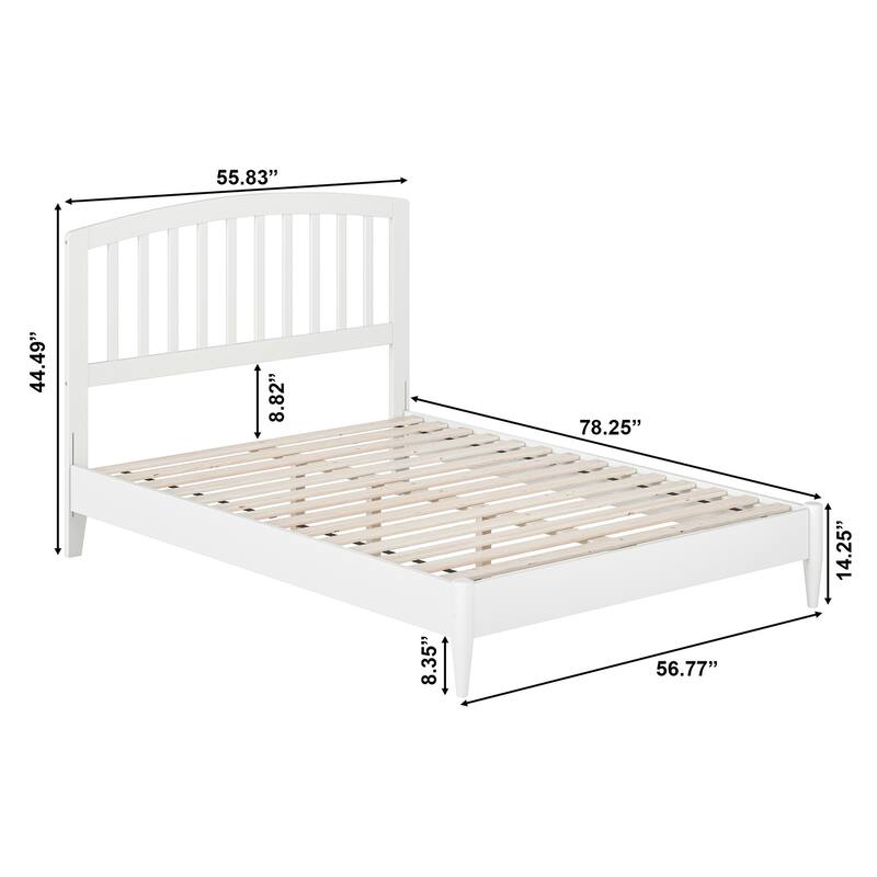 Quincy Full Solid Wood Low Profile Platform Bed in White