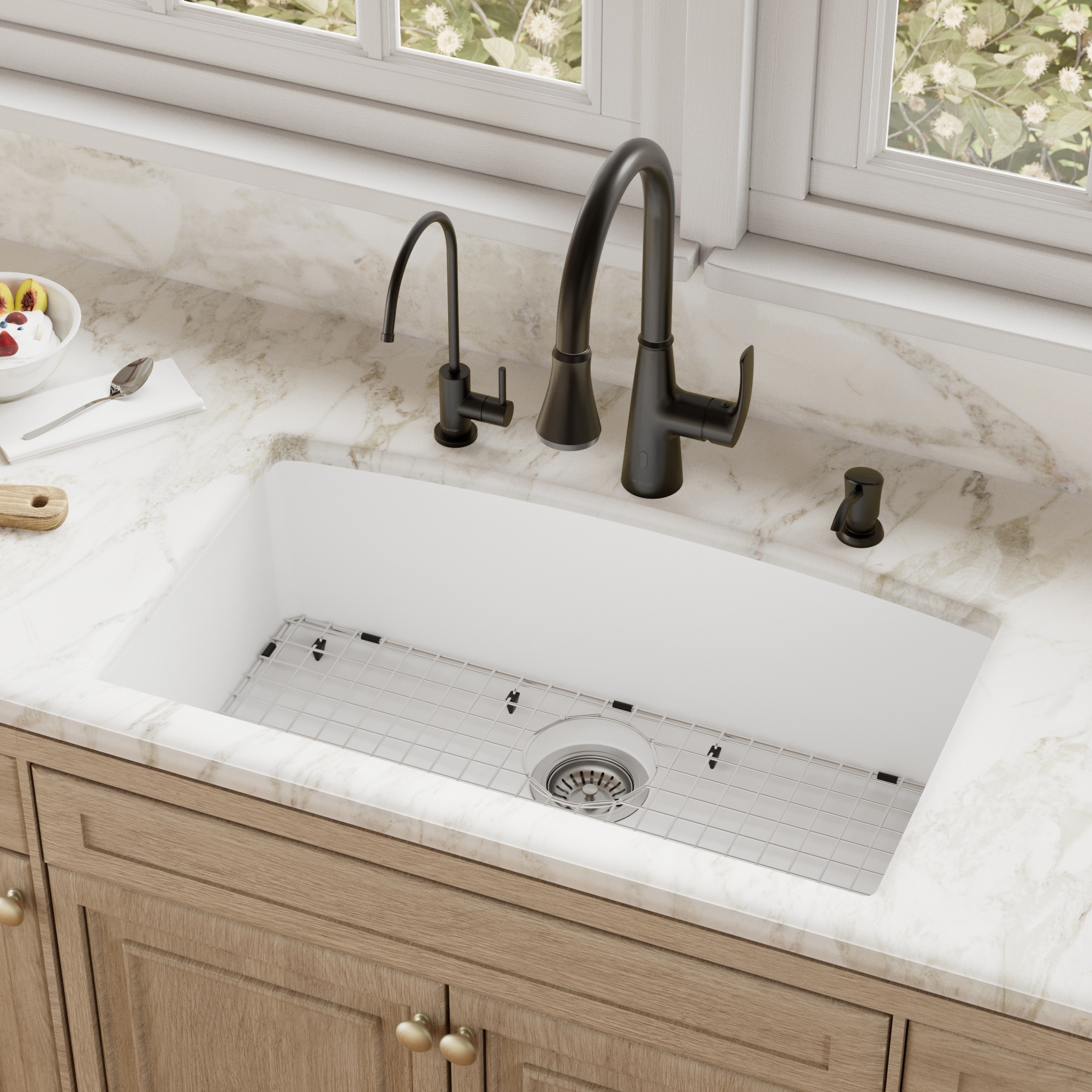 Karran Undermount Quartz 32 in. Single Bowl Kitchen Sink Kit