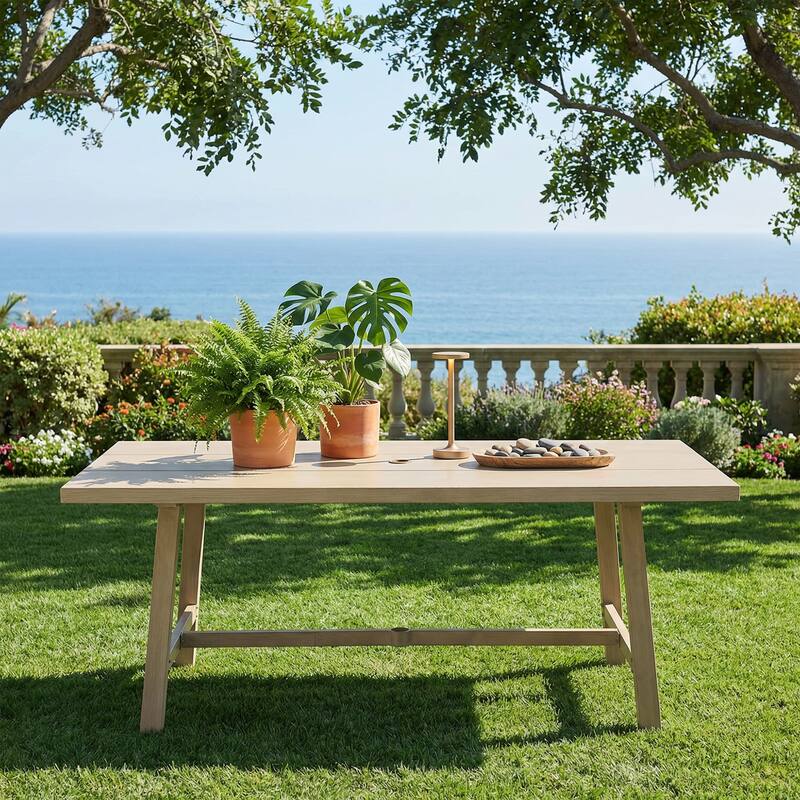 Aluminum Outdoor Dining Table with Umbrella Hole, Weather-Resistant Patio Table for Backyard, Garden, Poolside, and Balcony