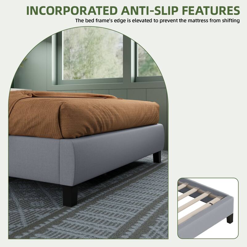 Moasis Upholstered Tufted Bed Frame with Adjustable Height Headboard