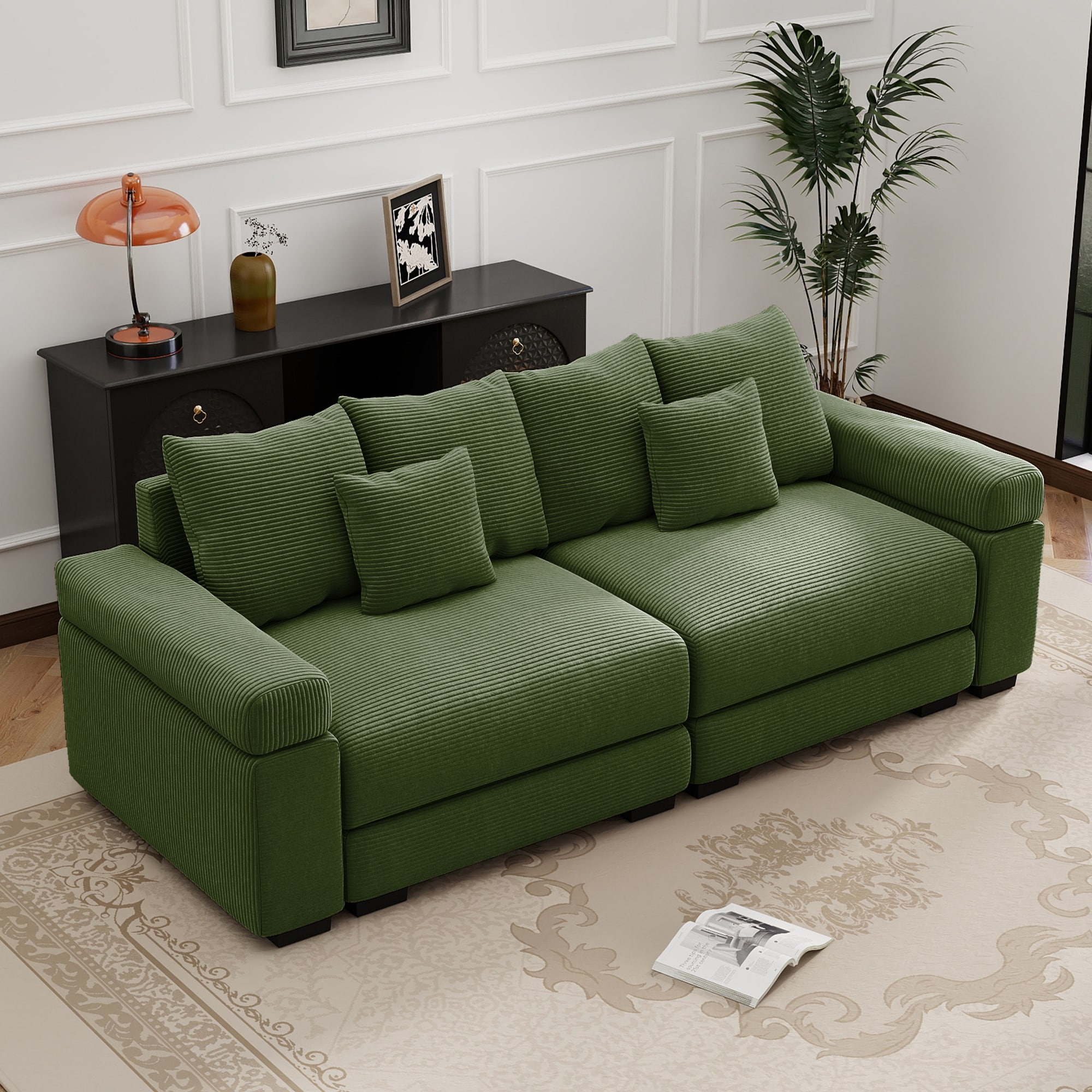 GDFStudio - Corduroy 2-Seater 92" Loveseat with Extra-Wide Armrests