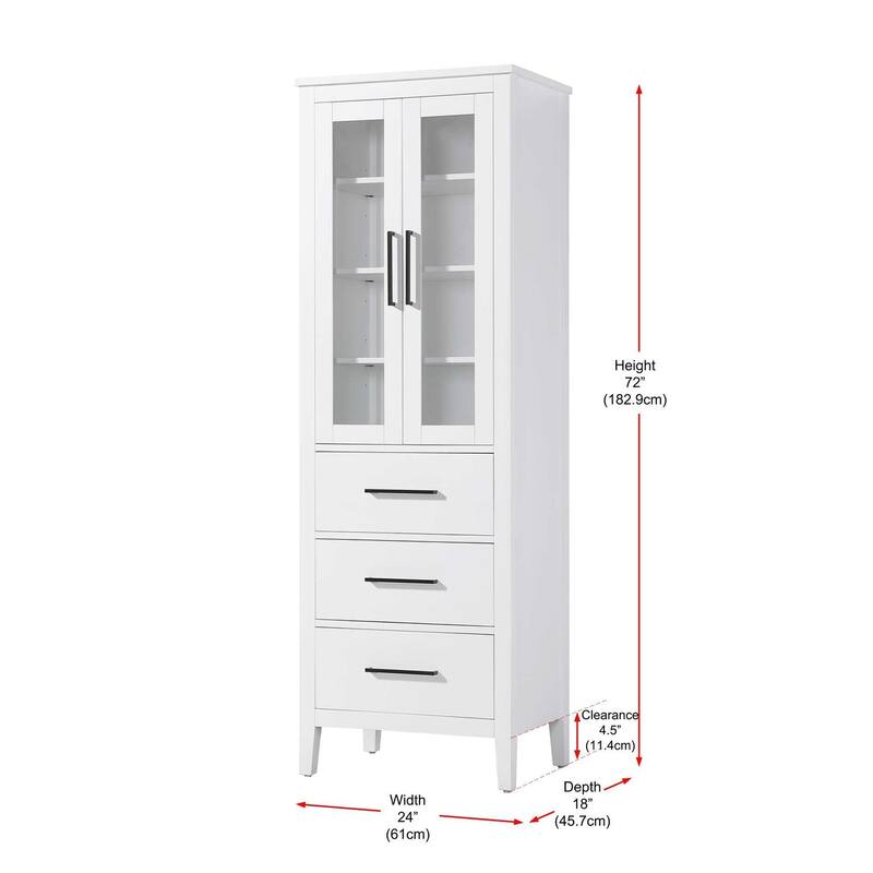 Laura 16-28 Inch Bath Storage Glass Cabinet