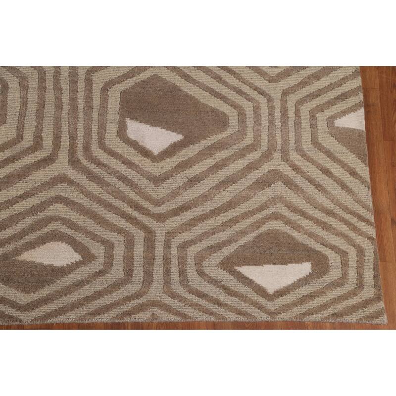 Large Abstract Modern Rug Handmade Wool Carpet - 9'11"x 13'9"