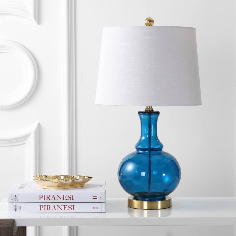 Edward 25" Glass LED Table Lamp, Mercury Silver/Brass Gold (Set of 2) by JONATHAN Y