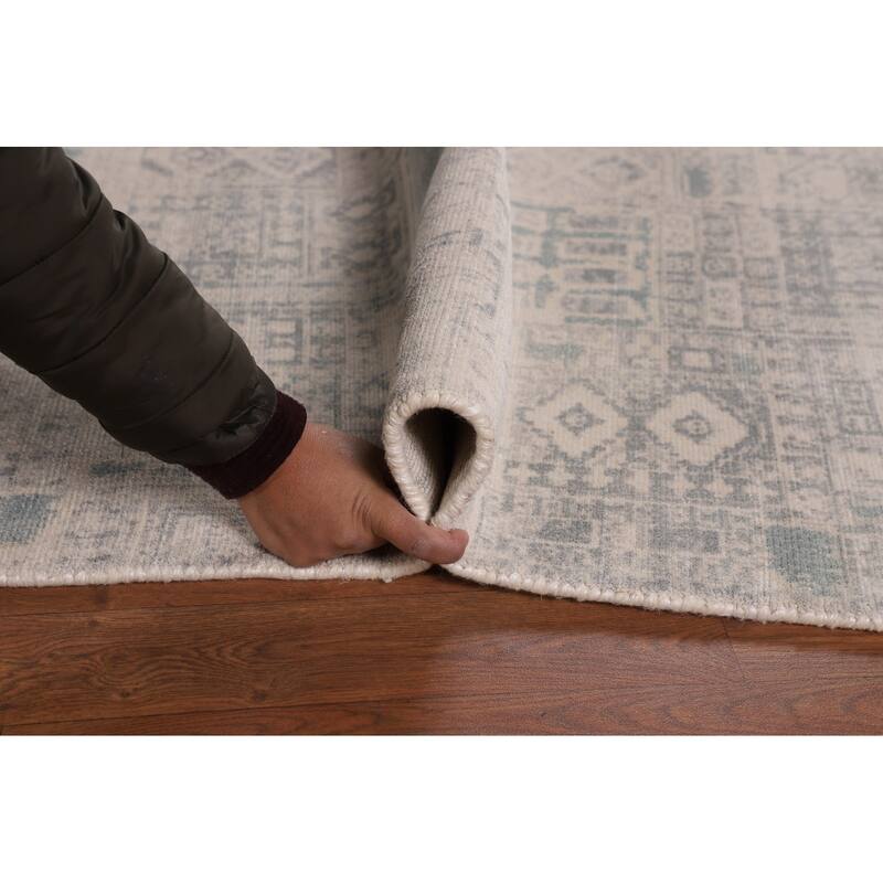 Abstract Oriental Area Rug Handmade Wool Carpet - 5'4"x 7'9"