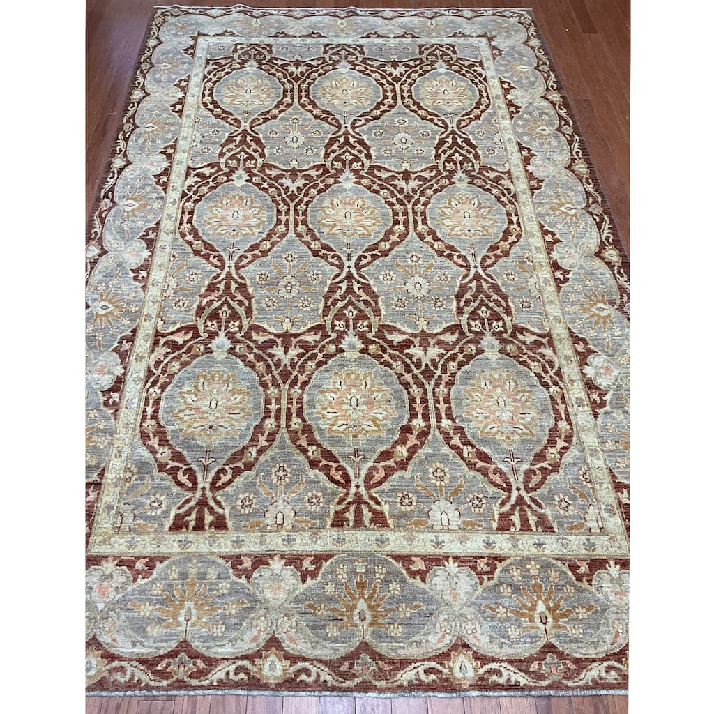 HERAT ORIENTAL Handmade Vegetable Dyed Khotan Wool Rug - 5'10" x 9'4"