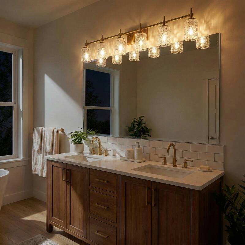 Acroma Dimmable Bathroom Vanity Light with Water Ripple Clear Shade