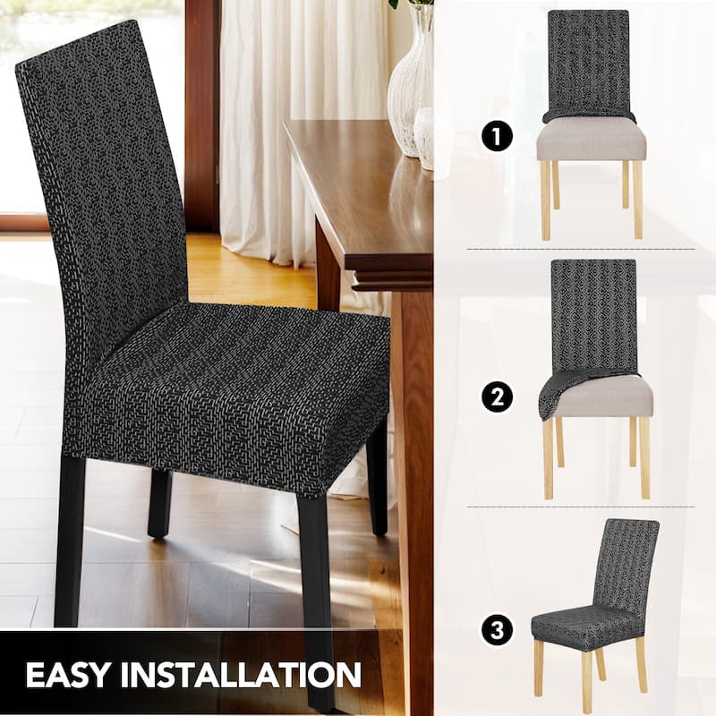 Stretch Jacquard Spandex Chair Covers 4 Pieces - 18x18x24 Inch